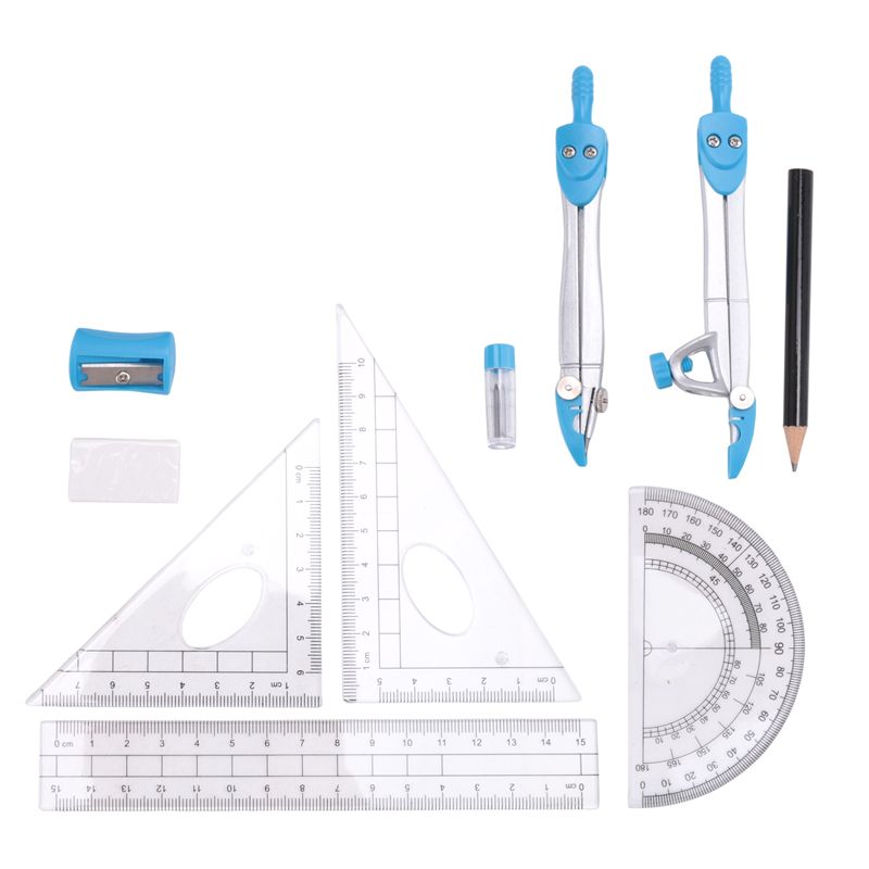 Math Geometry Set With Compass - Superior Geometry Compass Set 10Pcs School