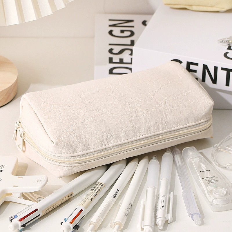 Kawaii Cream Leather Pencil Ca - огляд і ціна Aesthetic Large Pencil Case Pouch