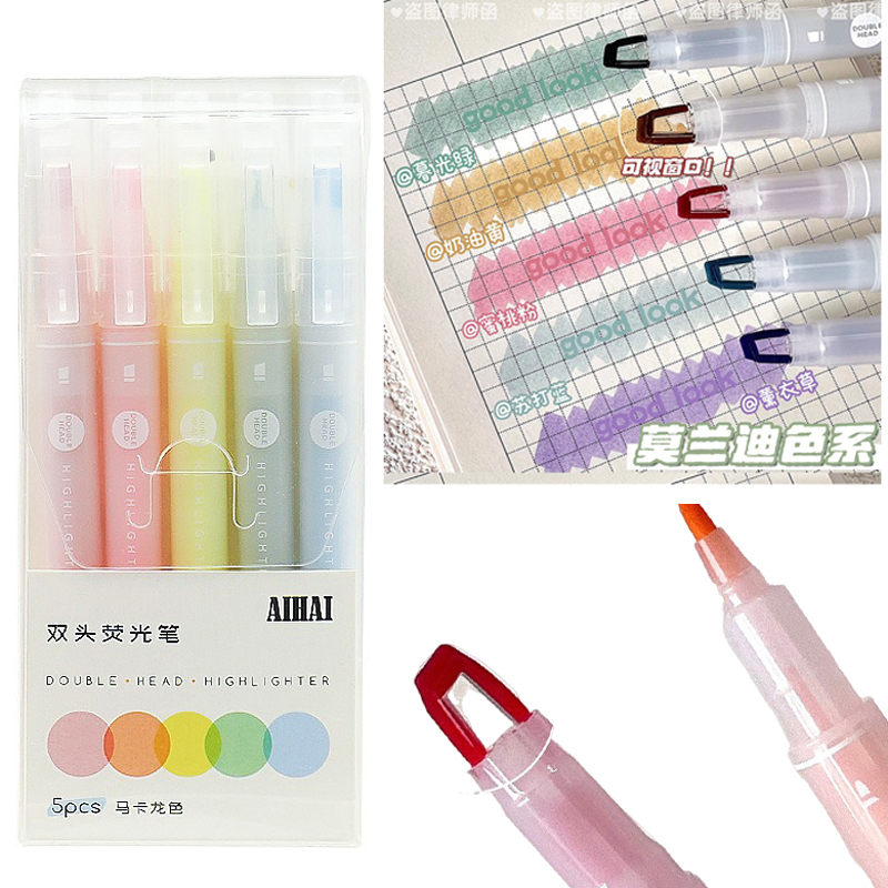 5 Colors Double Unique Window  - огляд і ціна Pastel Highlighter Set Double Ended